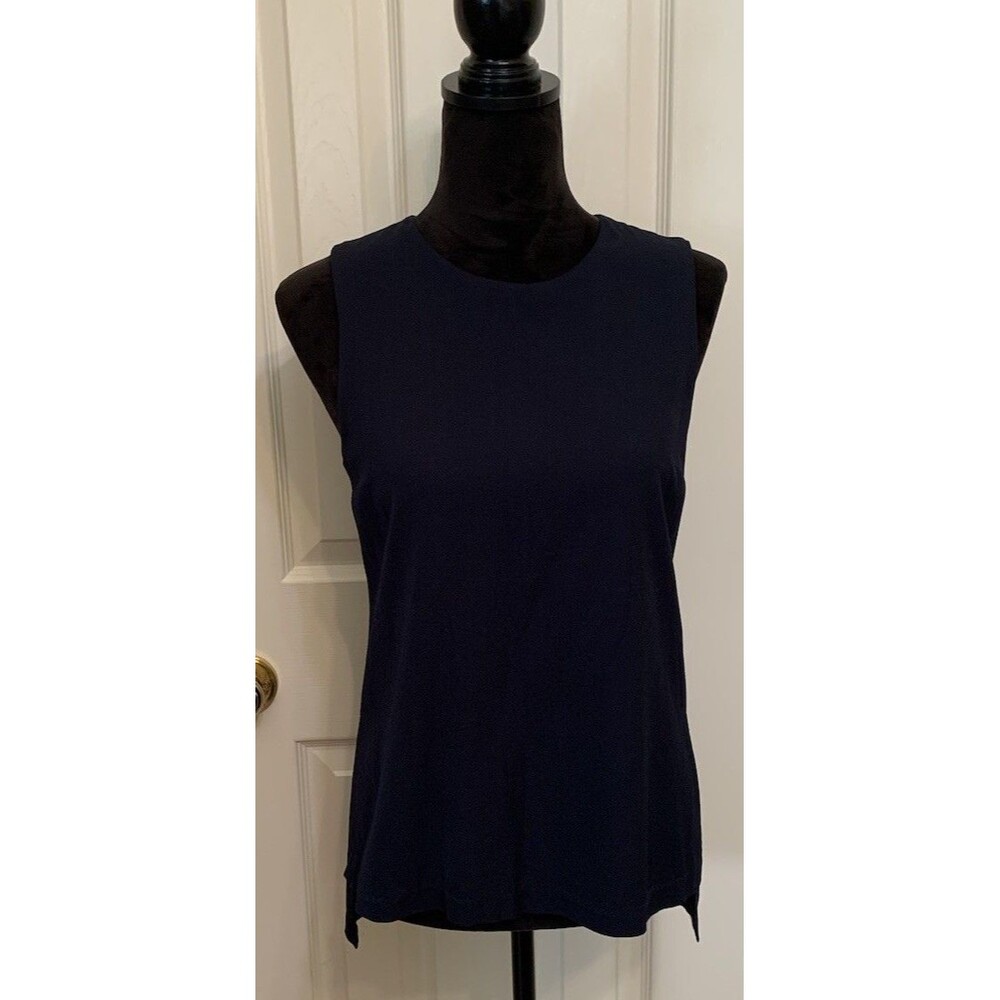 Theory Womens Size Small Top Navy Blue Lined Sleeveless Blouse